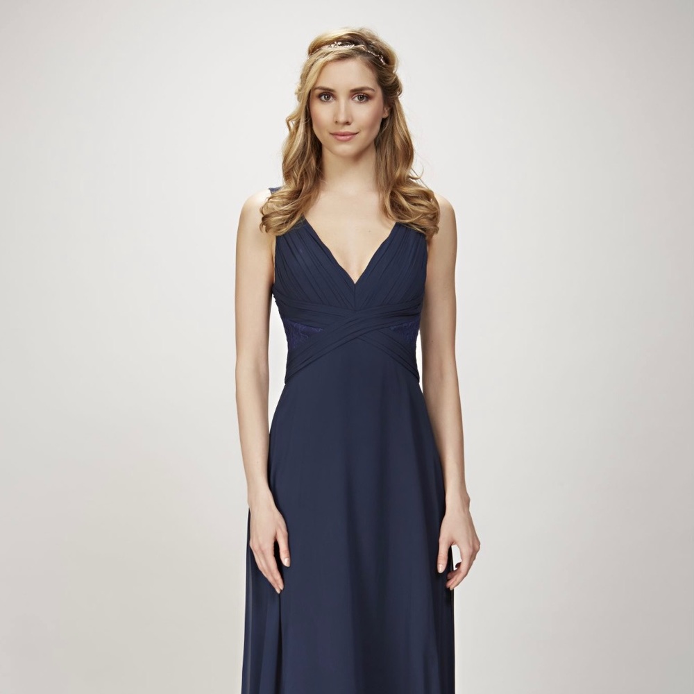 Theia “Clary” bridesmaids dress in navy.